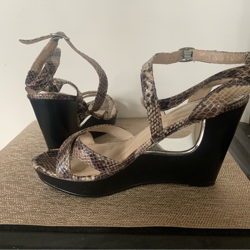 Andrew Geller Wedge Platform Snakeskin Sandals